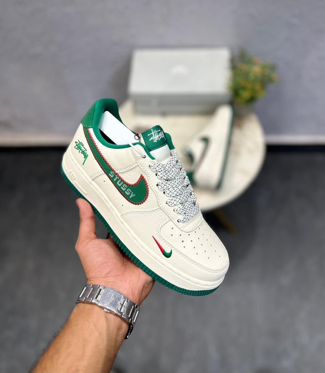 NIKE AIR JORDAN CUSTOM STUSSY GREEN - Image 6