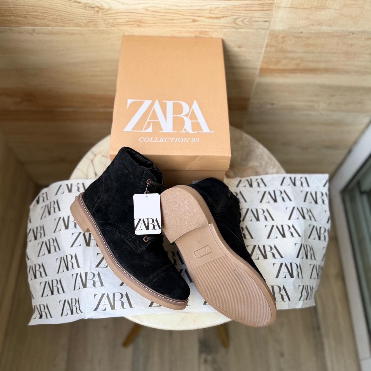 ZARA-STICHED MID ANKLE LENGTH ZIP SUEDE LEATHER BOOTS - Image 4
