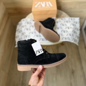 ZARA-STICHED MID ANKLE LENGTH ZIP SUEDE LEATHER BOOTS