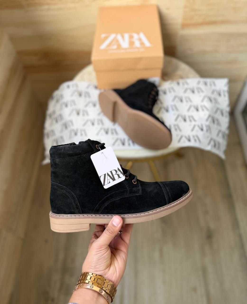 ZARA-STICHED MID ANKLE LENGTH ZIP SUEDE LEATHER BOOTS