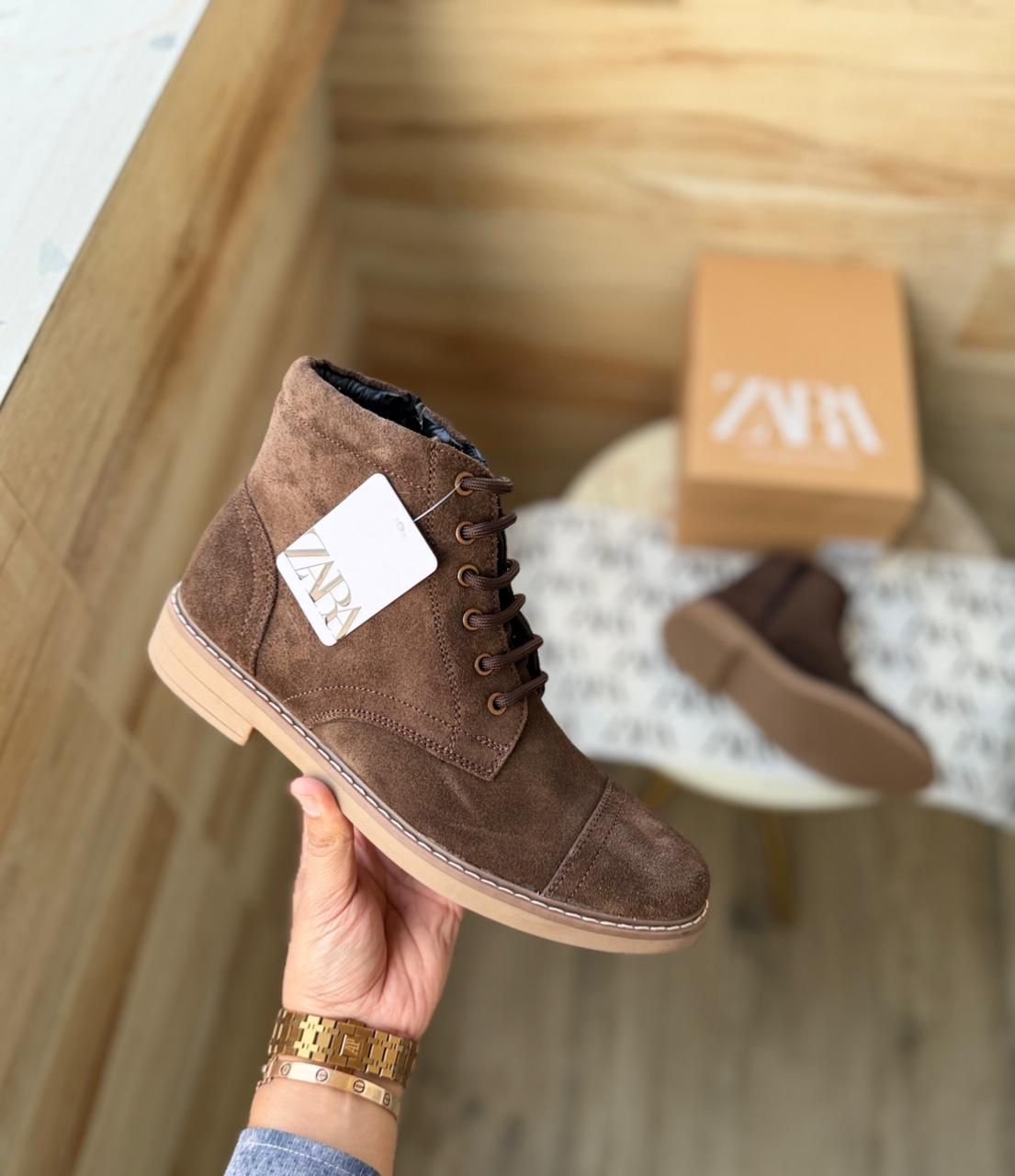 ZARA-STICHED MID ANKLE LENGTH ZIP SUEDE LEATHER BOOTS - Image 8