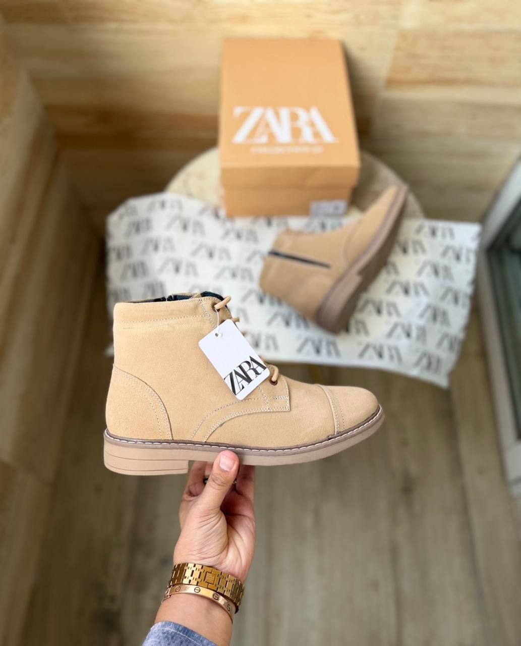 ZARA-STICHED MID ANKLE LENGTH ZIP SUEDE LEATHER BOOTS - Image 9