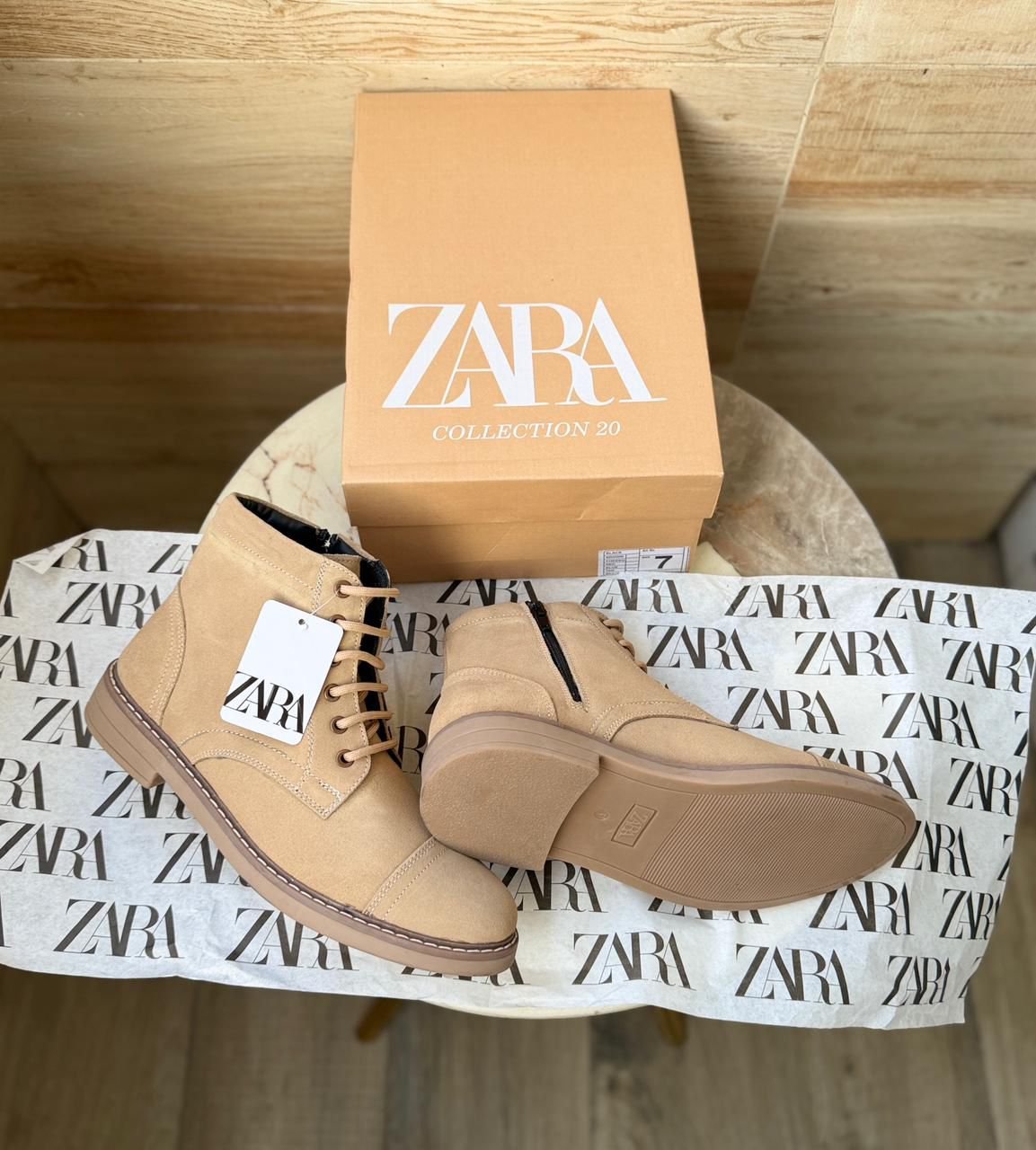 ZARA-STICHED MID ANKLE LENGTH ZIP SUEDE LEATHER BOOTS - Image 6
