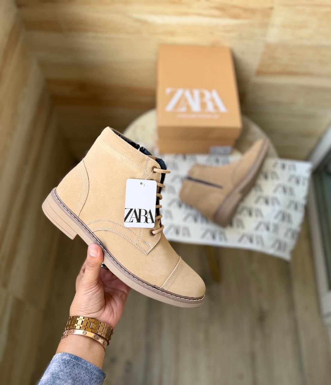 ZARA-STICHED MID ANKLE LENGTH ZIP SUEDE LEATHER BOOTS - Image 7